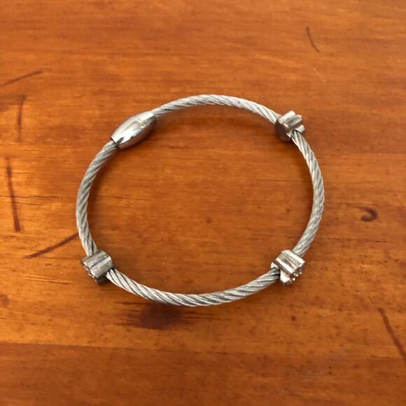 3 PCS Silver Unique Vintage Rope Style Bracelet Set with Small Gemstone Beads - Picture 3 of 9